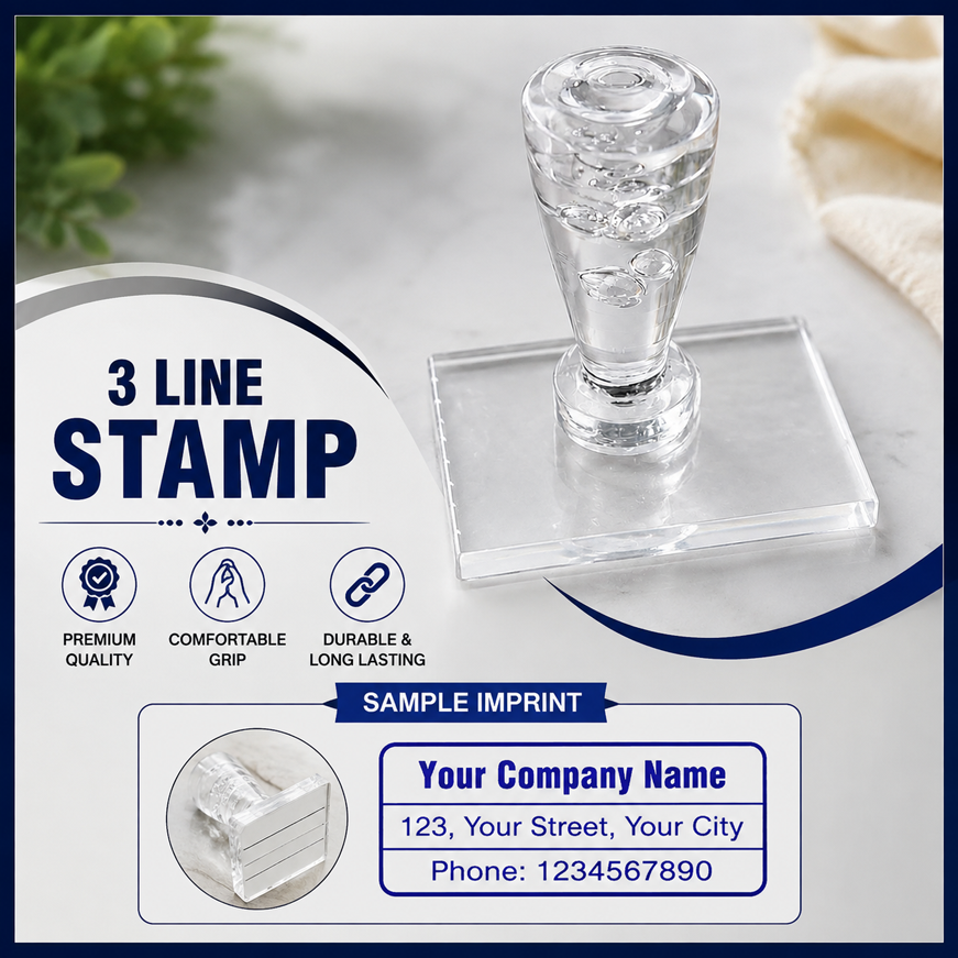 Three Line Rubber Stamp