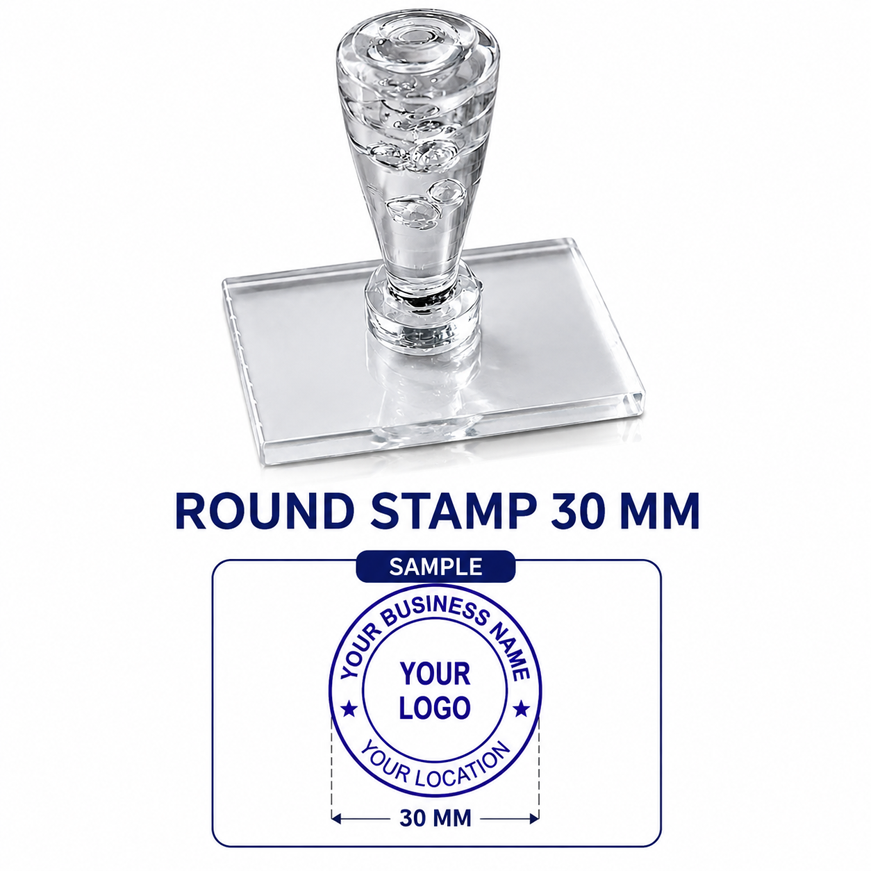 30mm Round Rubber Stamp