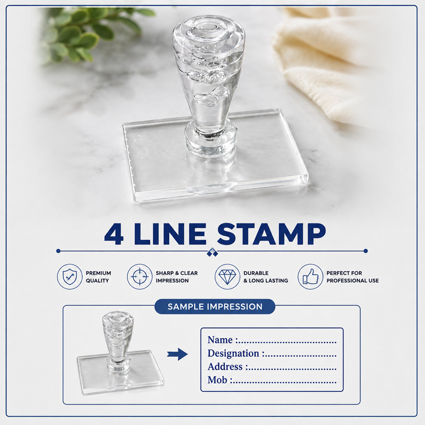 Four Line Rubber Stamp