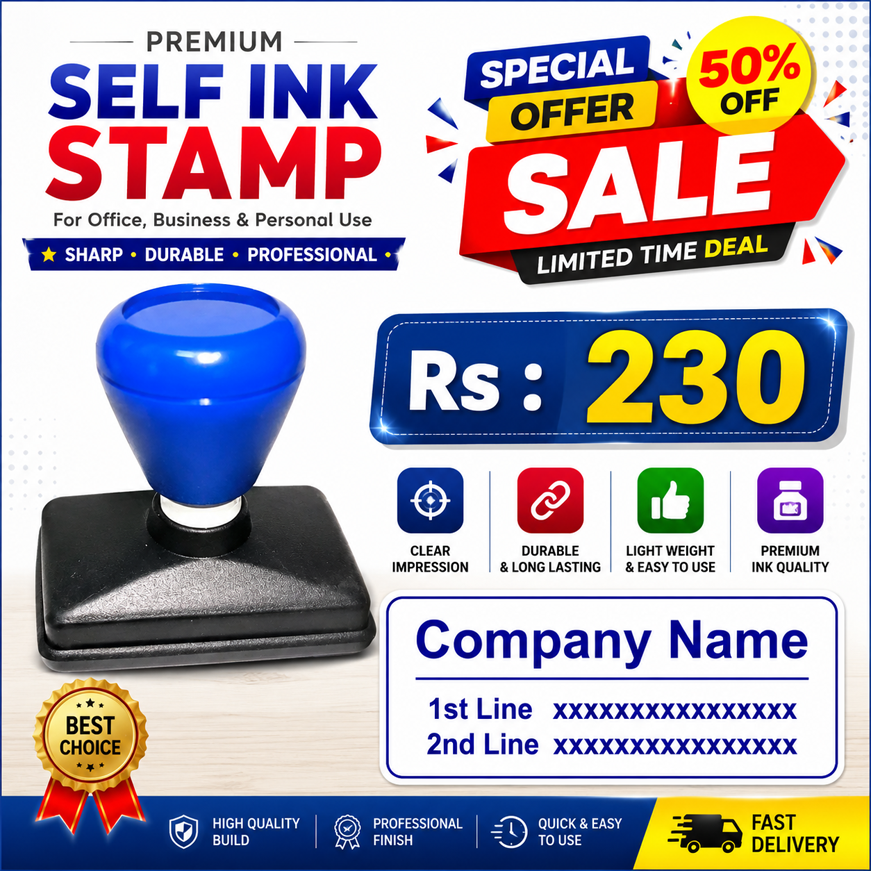 Pre Ink Stamp 3 Line